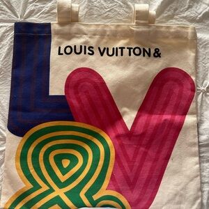 Louis Vuitton Canvas Tote with Pink, Green, and Blue Accents NWOT